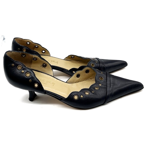 Y2K Mercedeh Monte Carlo Black Eyelet Kitten Heels Size 36.5 - Picture 5 of 6